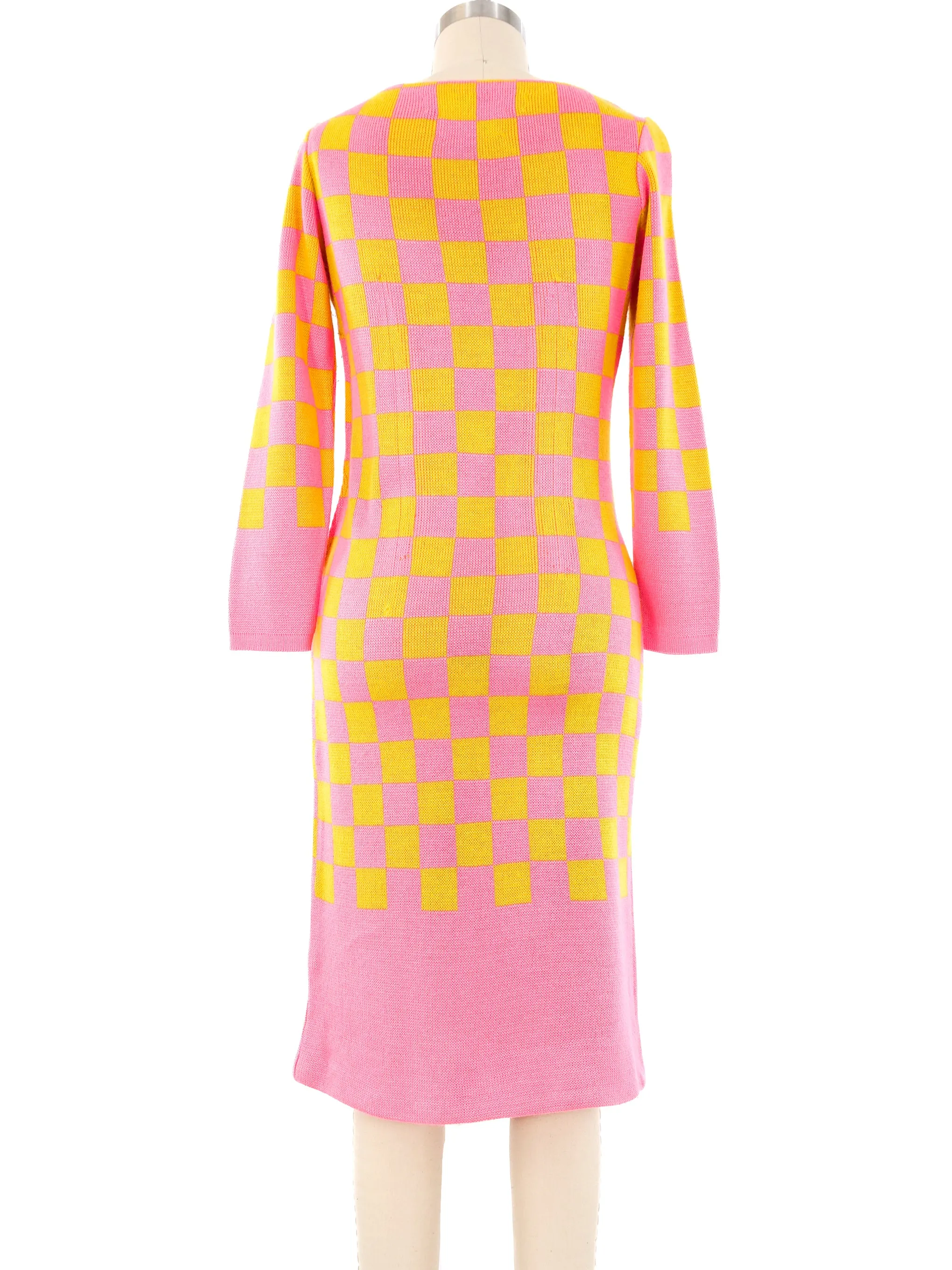 1960's Neon Checker Knit Dress