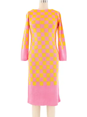 1960's Neon Checker Knit Dress