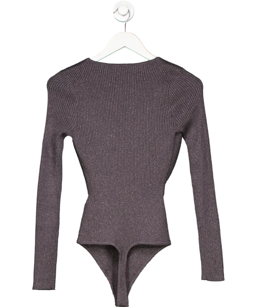 A South London Makers Market Grey Long-sleeve Luxeloft Wrap Bodysuit UK S