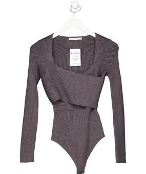 A South London Makers Market Grey Long-sleeve Luxeloft Wrap Bodysuit UK S