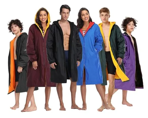 Adoretex Unisex Water Resistant Swim Parka for Adults and Kids Orange Lining (PK005)