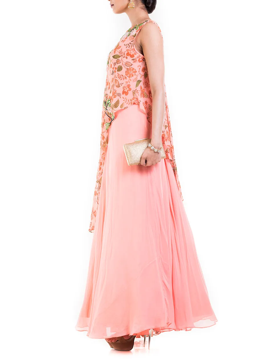 Anju Agarwal Pink Cape Gown