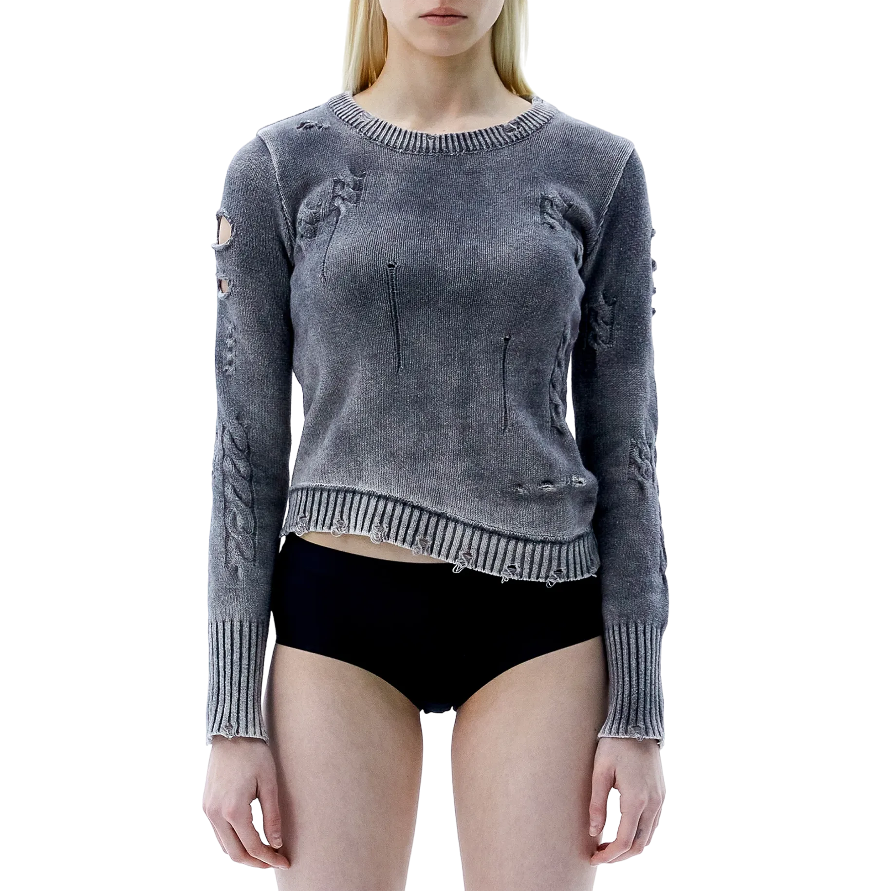 (Ariella) Old Knit Top — Washed Black