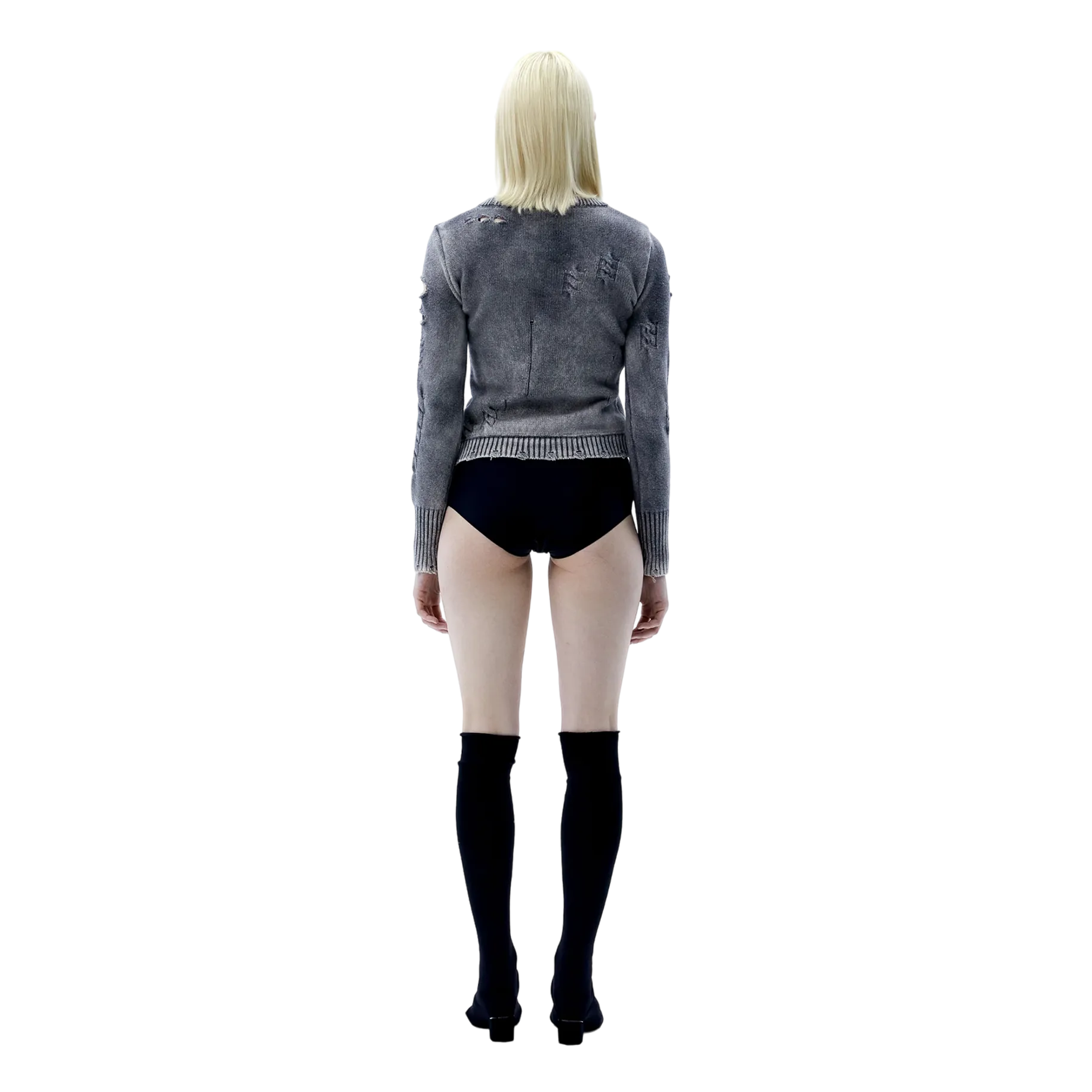 (Ariella) Old Knit Top — Washed Black