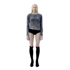 (Ariella) Old Knit Top — Washed Black