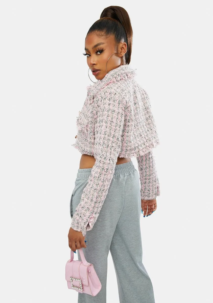 Be A Star Cropped Tweed Jacket