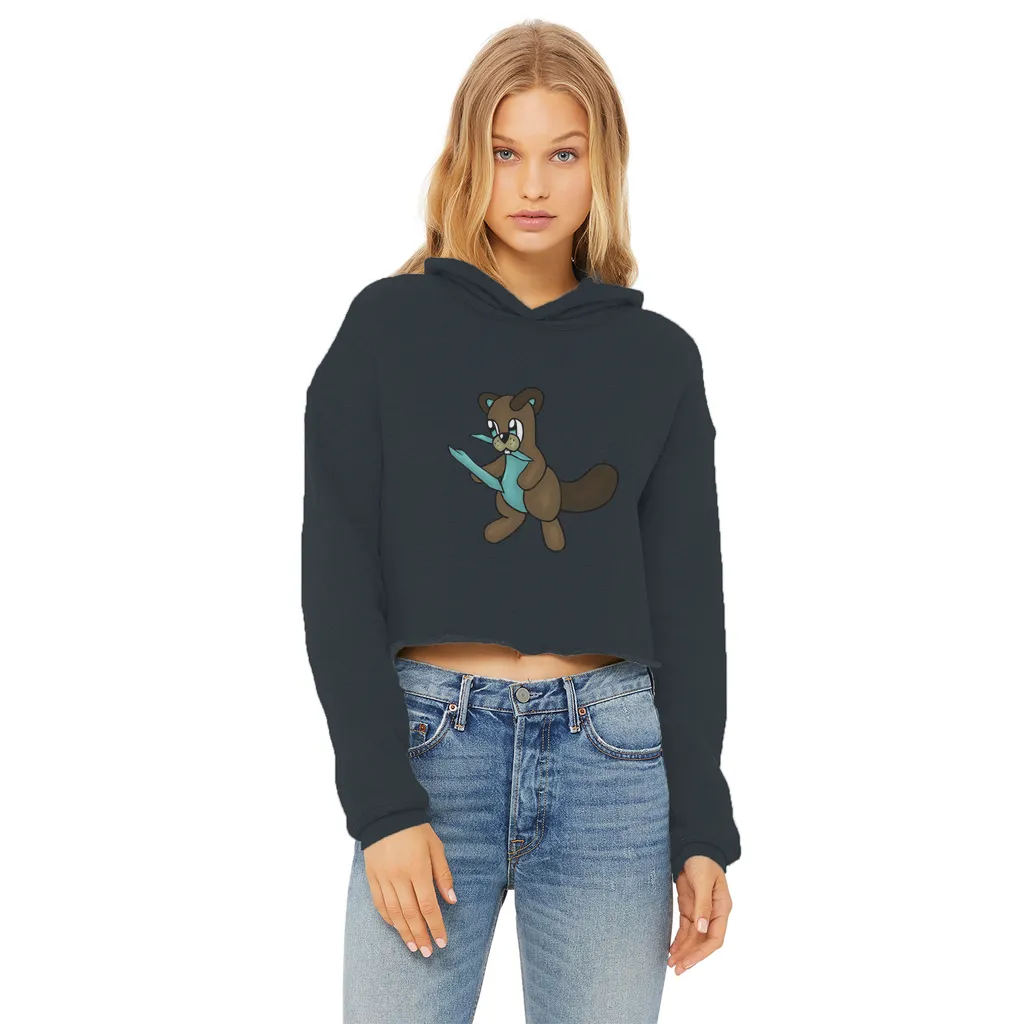 Beatrice Ladies Cropped Raw Edge Hoodie