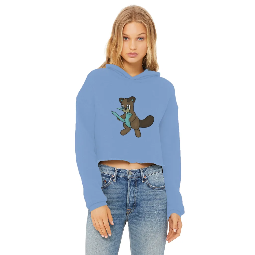 Beatrice Ladies Cropped Raw Edge Hoodie