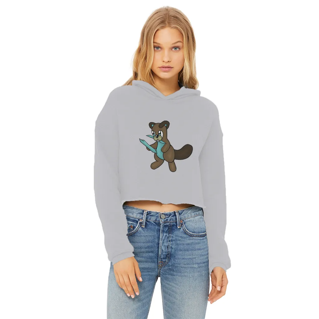Beatrice Ladies Cropped Raw Edge Hoodie