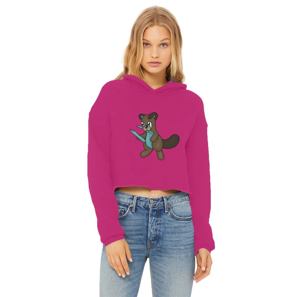 Beatrice Ladies Cropped Raw Edge Hoodie