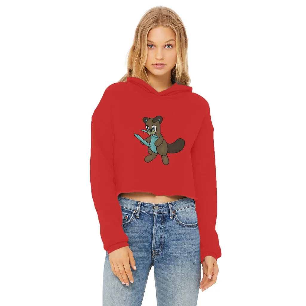 Beatrice Ladies Cropped Raw Edge Hoodie