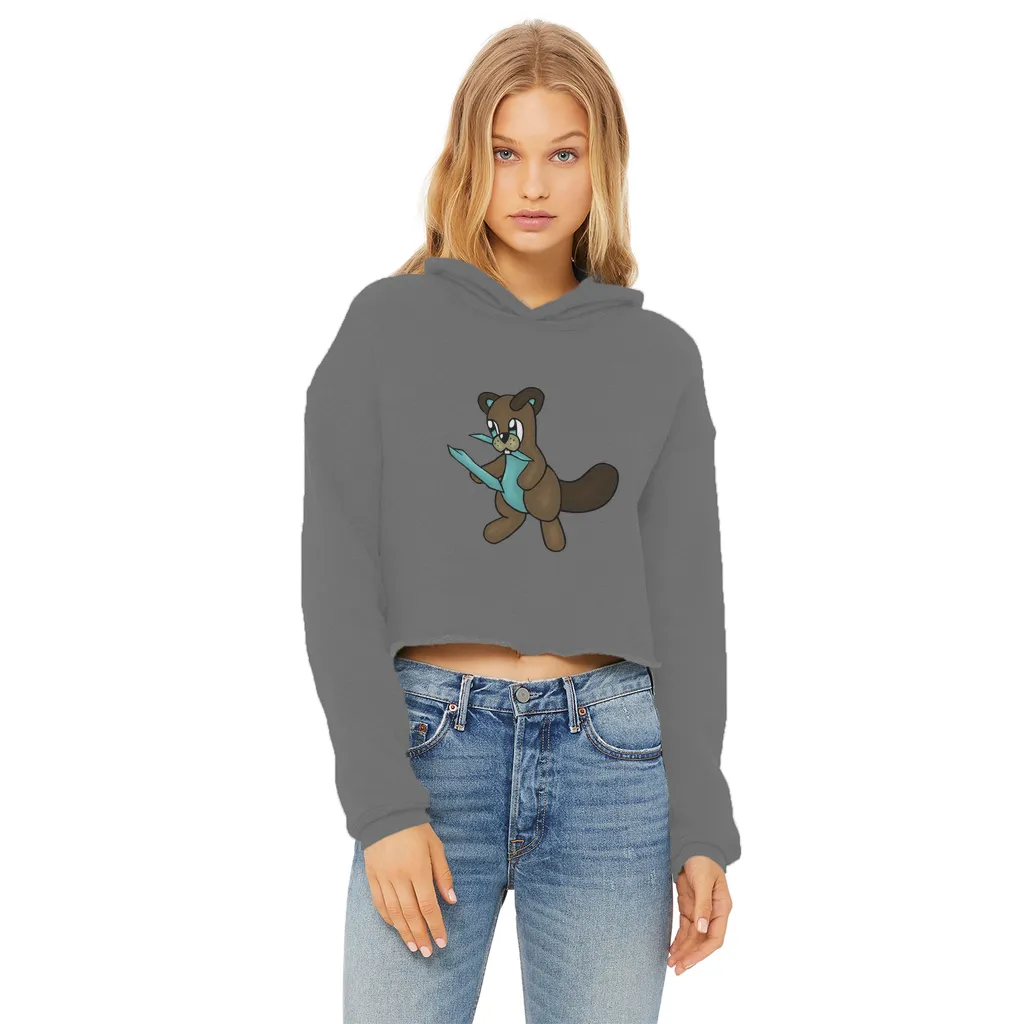 Beatrice Ladies Cropped Raw Edge Hoodie