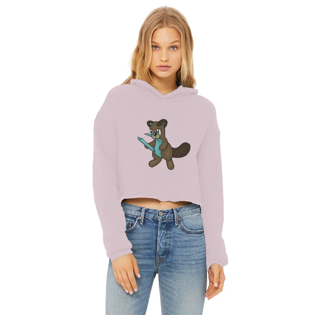 Beatrice Ladies Cropped Raw Edge Hoodie