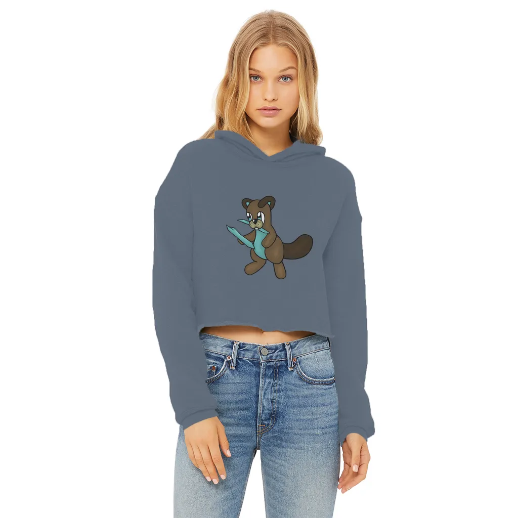Beatrice Ladies Cropped Raw Edge Hoodie