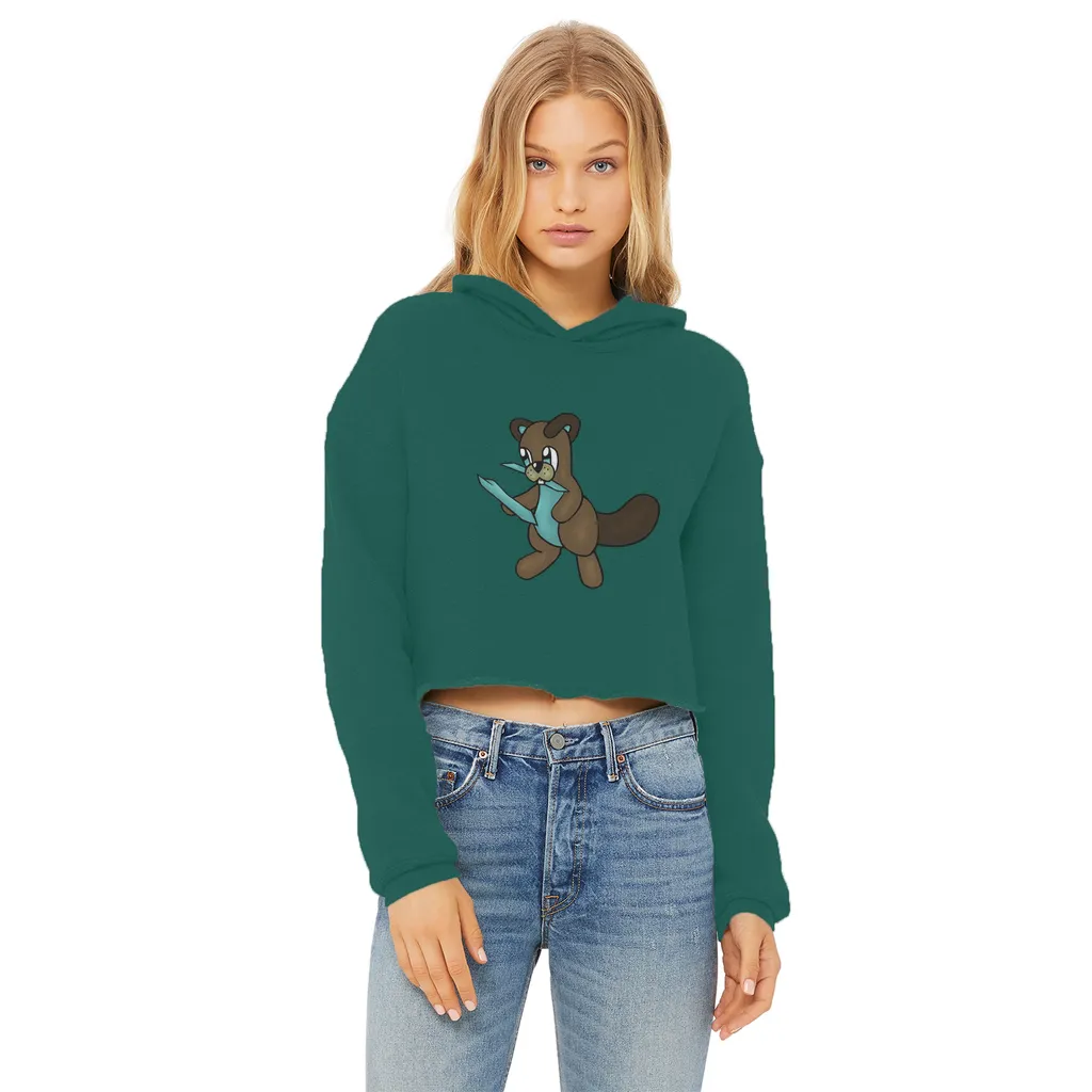 Beatrice Ladies Cropped Raw Edge Hoodie