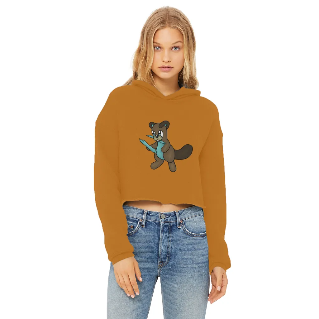 Beatrice Ladies Cropped Raw Edge Hoodie