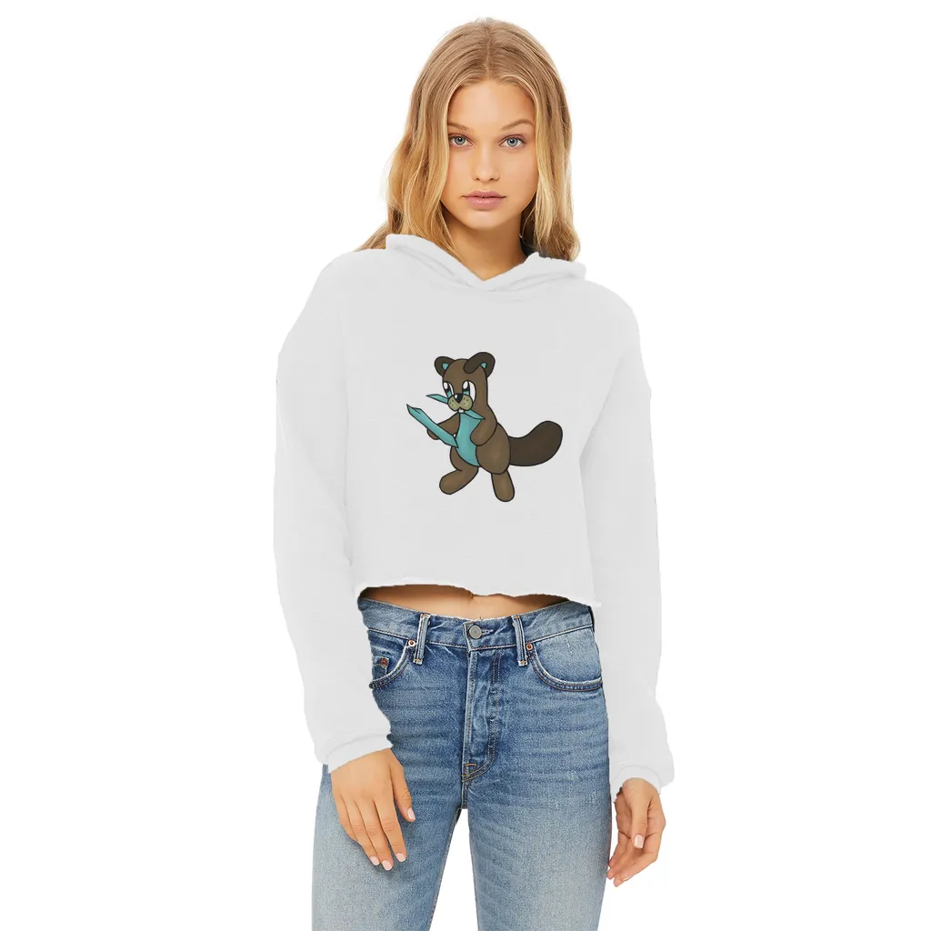 Beatrice Ladies Cropped Raw Edge Hoodie