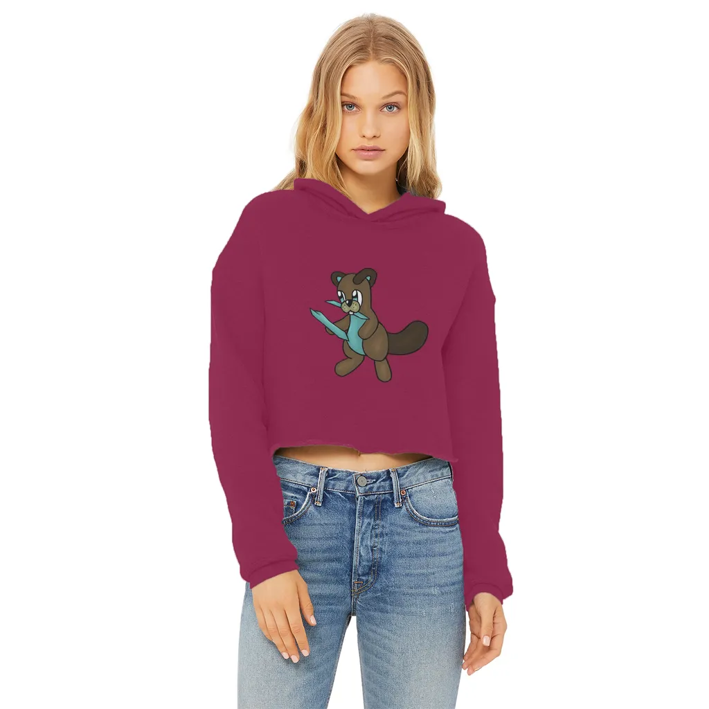 Beatrice Ladies Cropped Raw Edge Hoodie