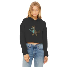 Beatrice Ladies Cropped Raw Edge Hoodie