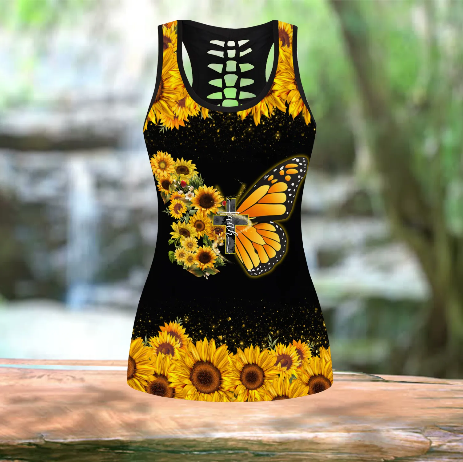 Beautiful Butterfly Faith Combo Legging   Tank Top Mockup leggings Hollow out Tank Top JJW12092001