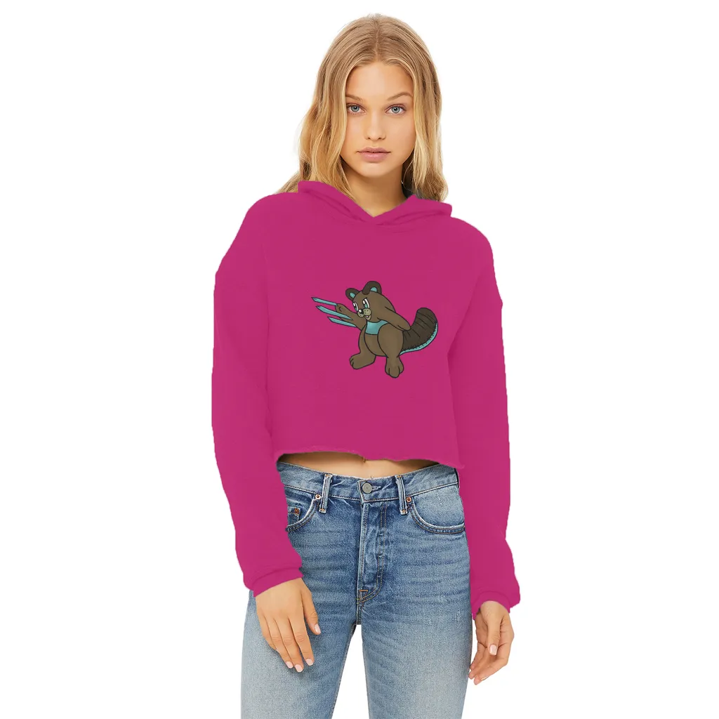 Beaveice Ladies Cropped Raw Edge Hoodie