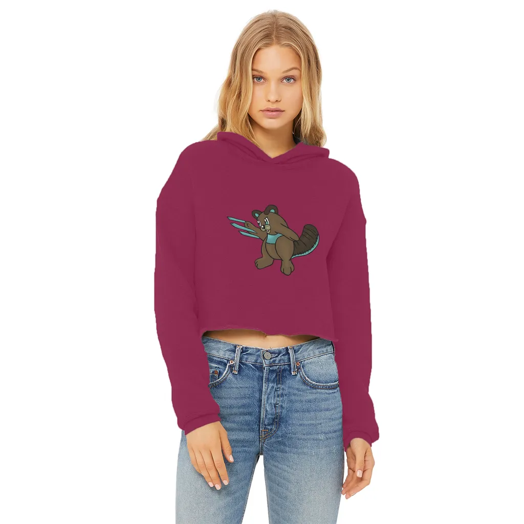 Beaveice Ladies Cropped Raw Edge Hoodie
