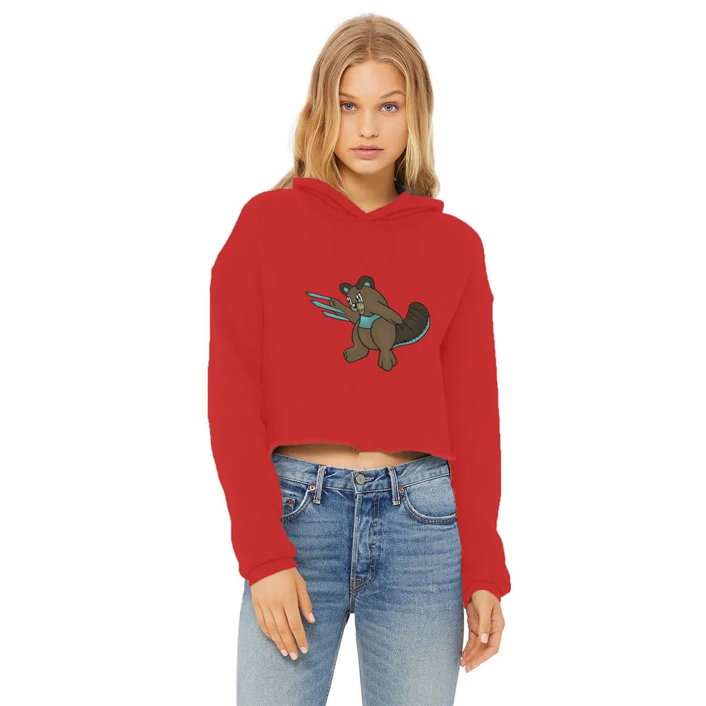 Beaveice Ladies Cropped Raw Edge Hoodie