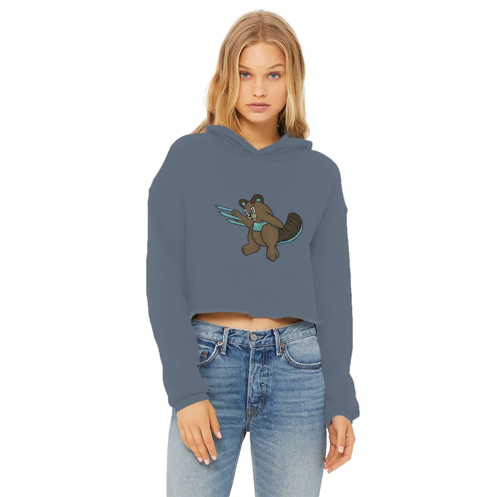 Beaveice Ladies Cropped Raw Edge Hoodie