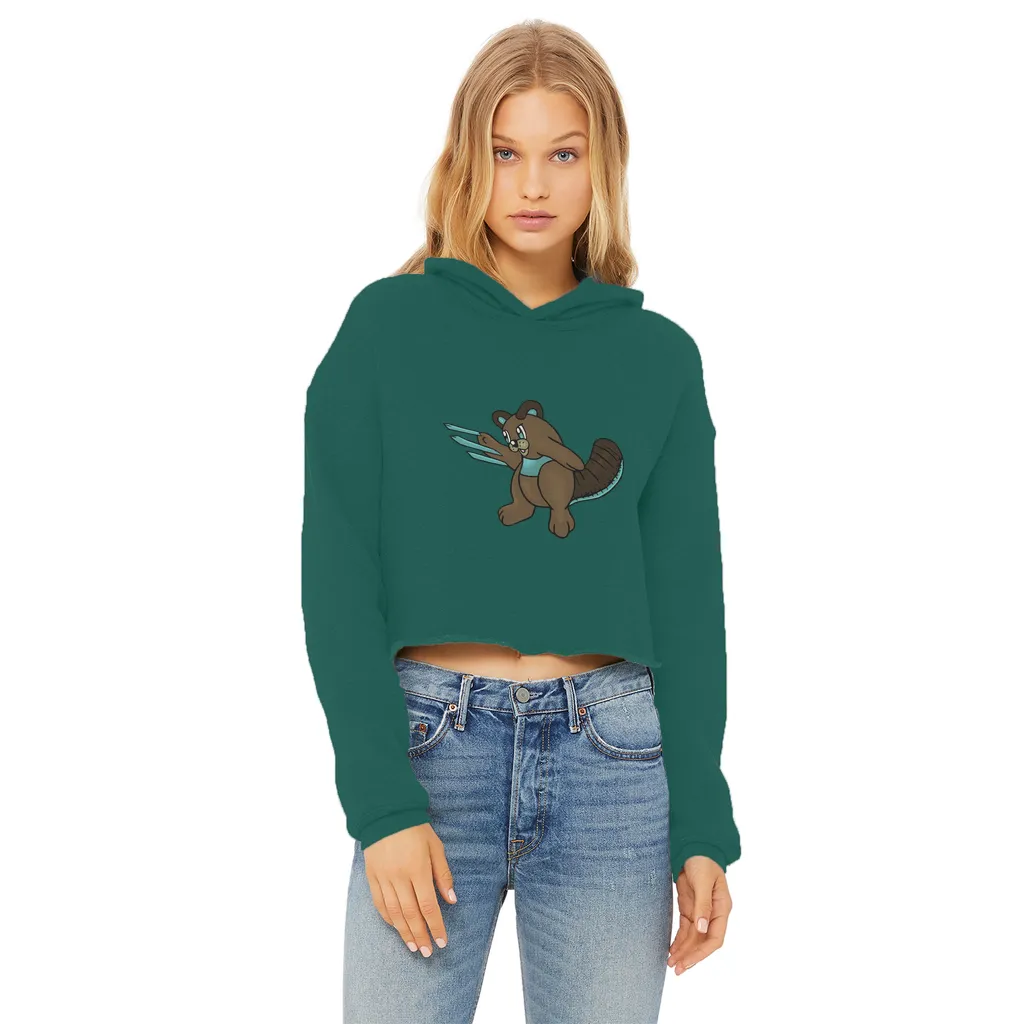 Beaveice Ladies Cropped Raw Edge Hoodie