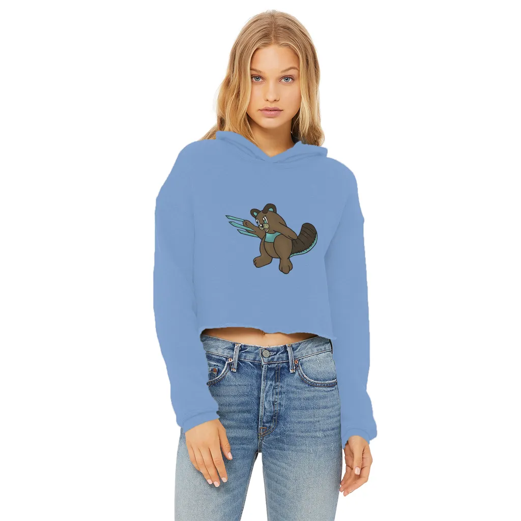Beaveice Ladies Cropped Raw Edge Hoodie