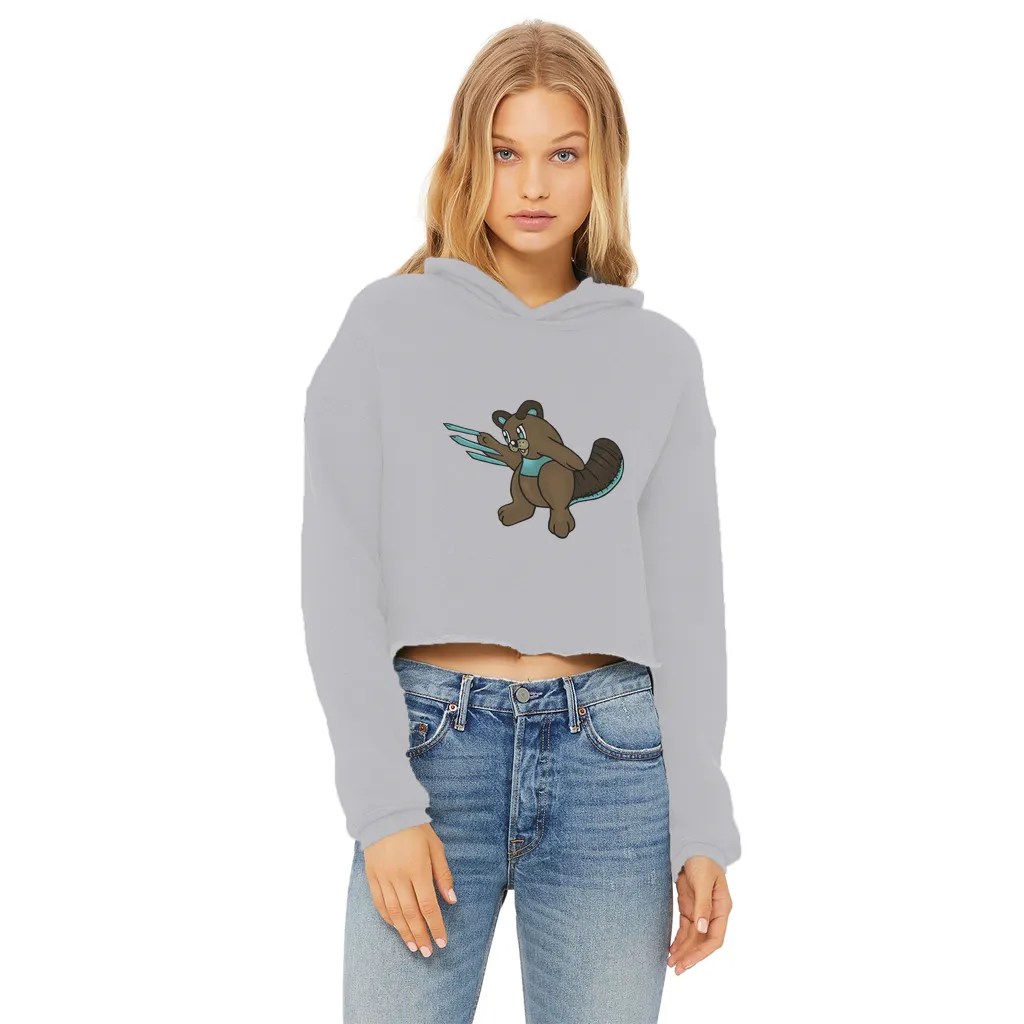 Beaveice Ladies Cropped Raw Edge Hoodie