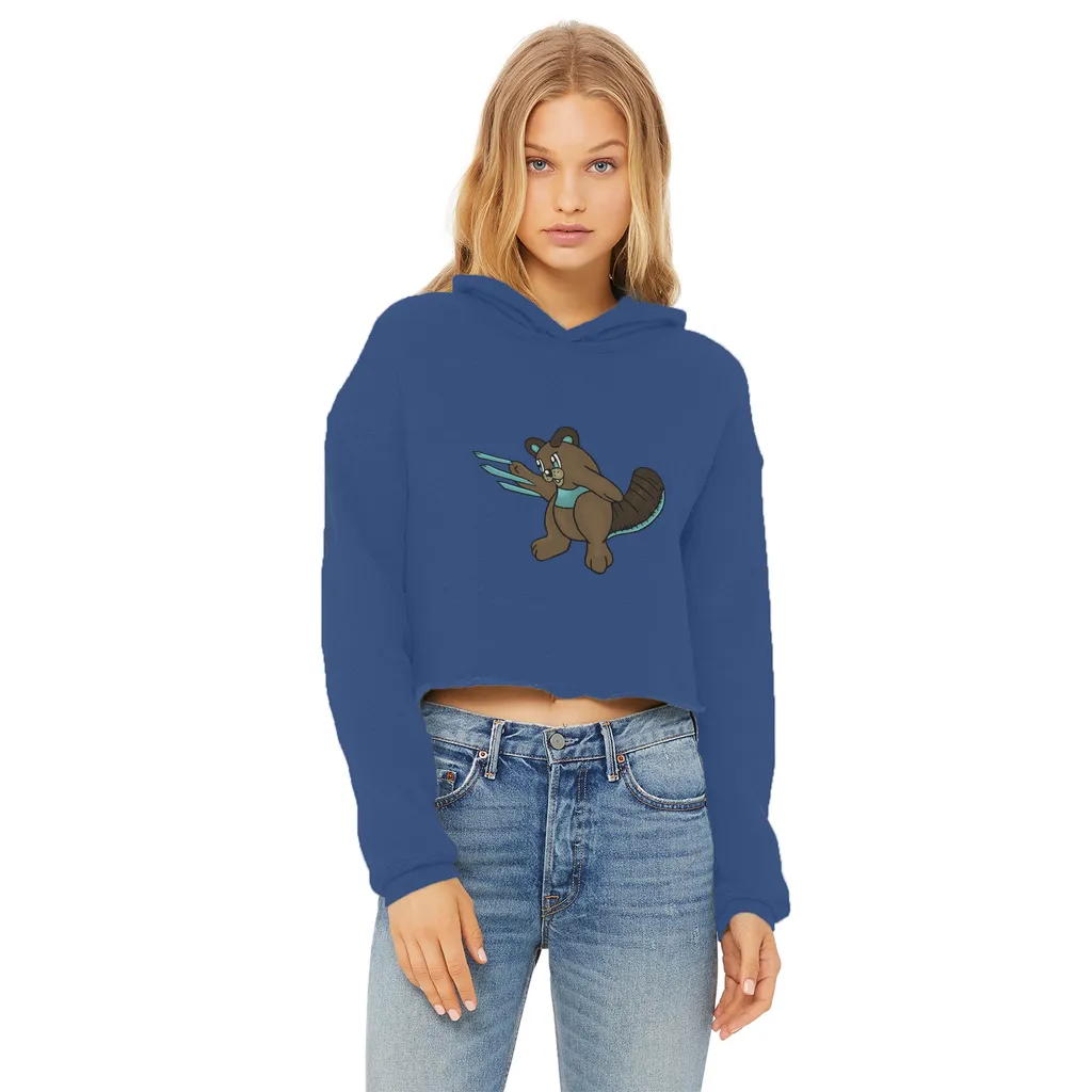 Beaveice Ladies Cropped Raw Edge Hoodie