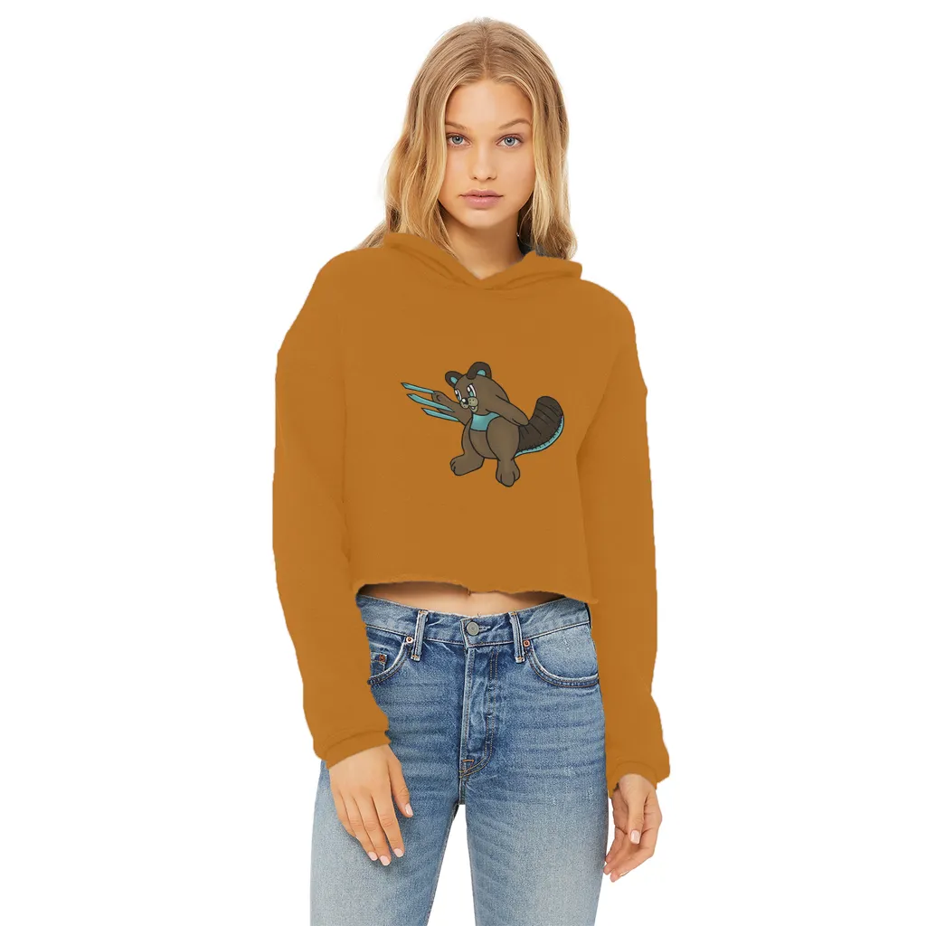 Beaveice Ladies Cropped Raw Edge Hoodie