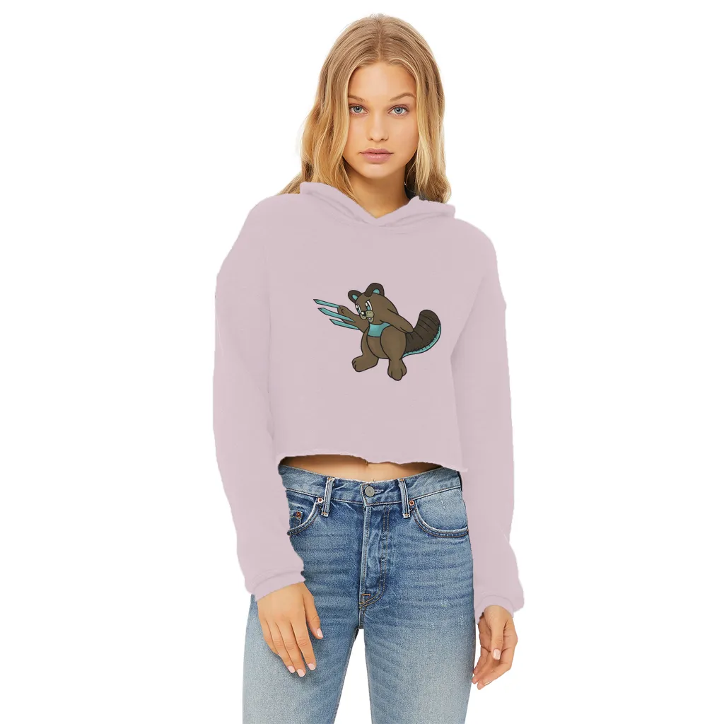 Beaveice Ladies Cropped Raw Edge Hoodie