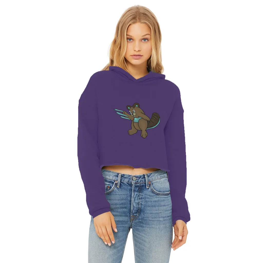 Beaveice Ladies Cropped Raw Edge Hoodie