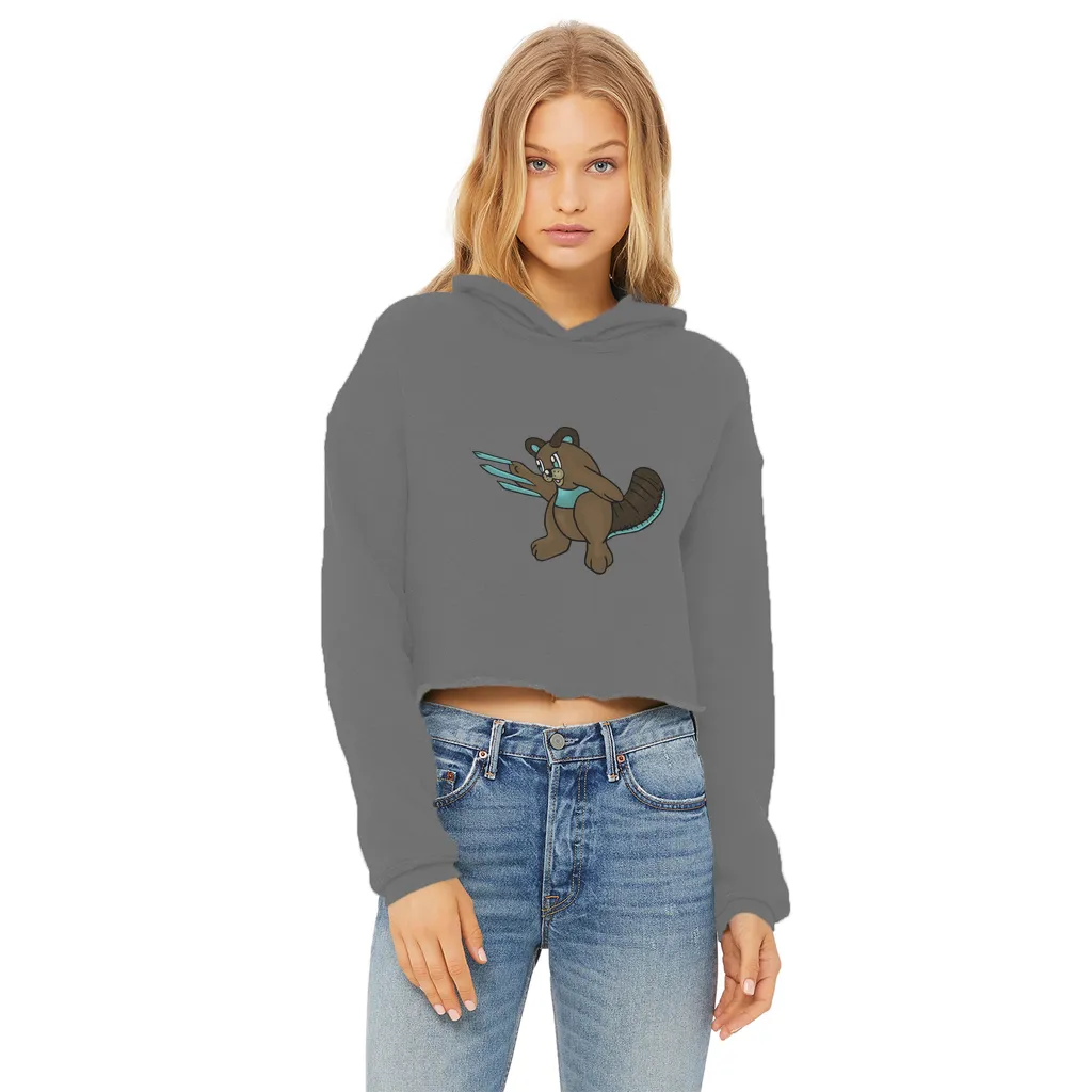 Beaveice Ladies Cropped Raw Edge Hoodie