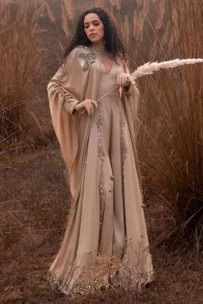 Beige Flared Jumpsuit & Cape