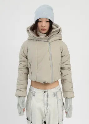 BEIGE PADDED SHEARLING JACKET