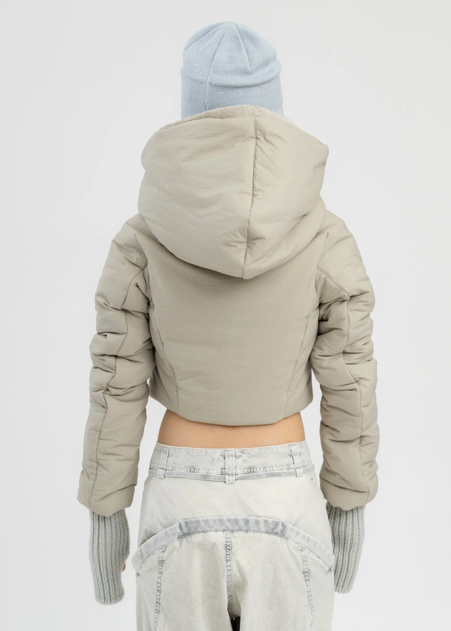 BEIGE PADDED SHEARLING JACKET