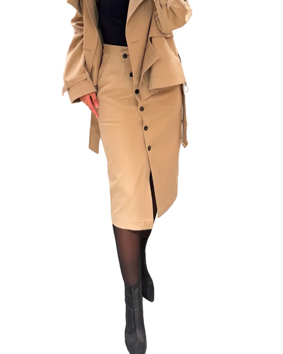 Beige Pencil Skirt