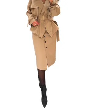 Beige Pencil Skirt