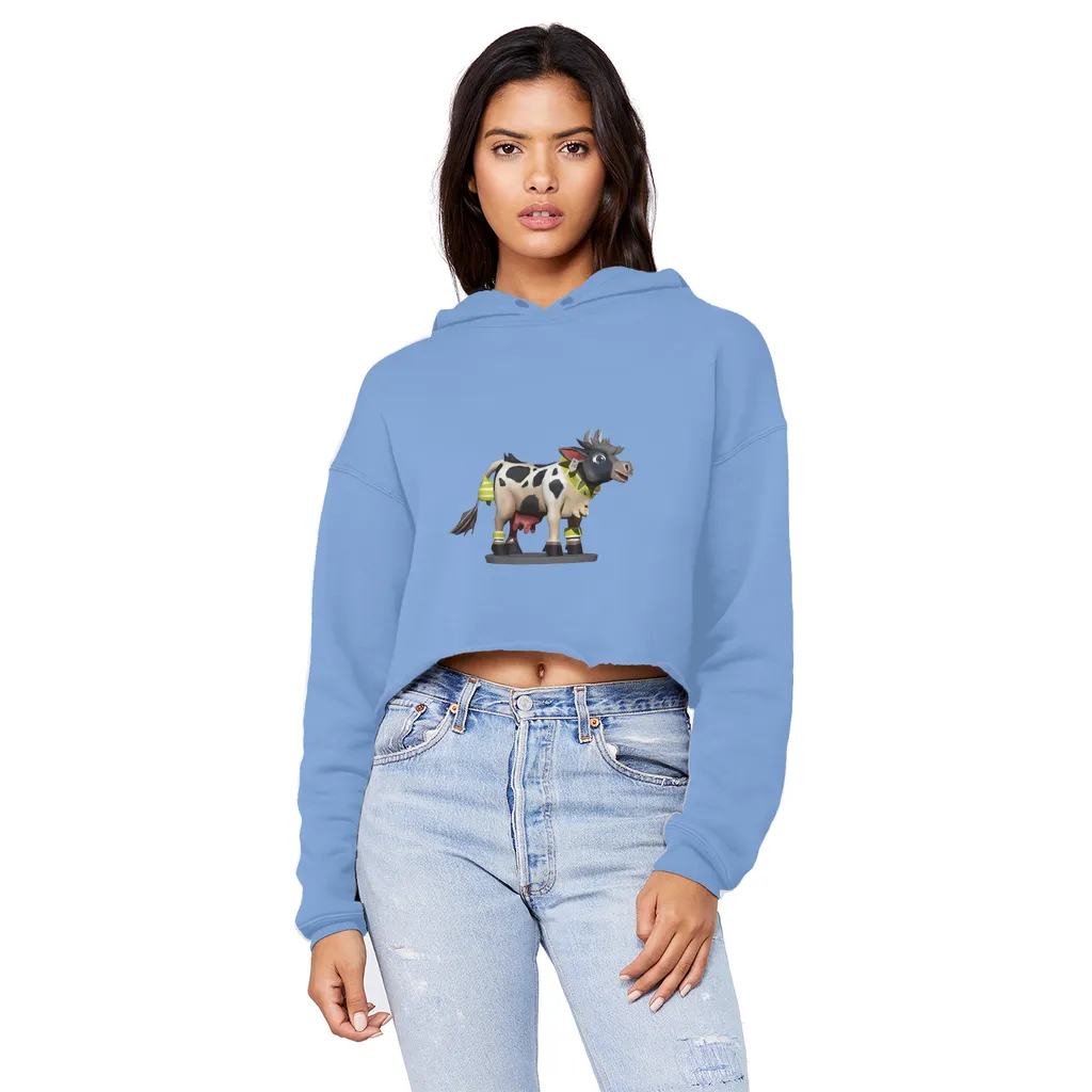 Black and White Cow Unisex Cropped Raw Edge Boyfriend Hoodie