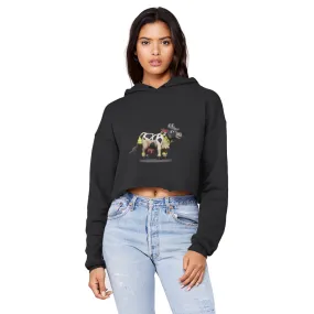 Black and White Cow Unisex Cropped Raw Edge Boyfriend Hoodie