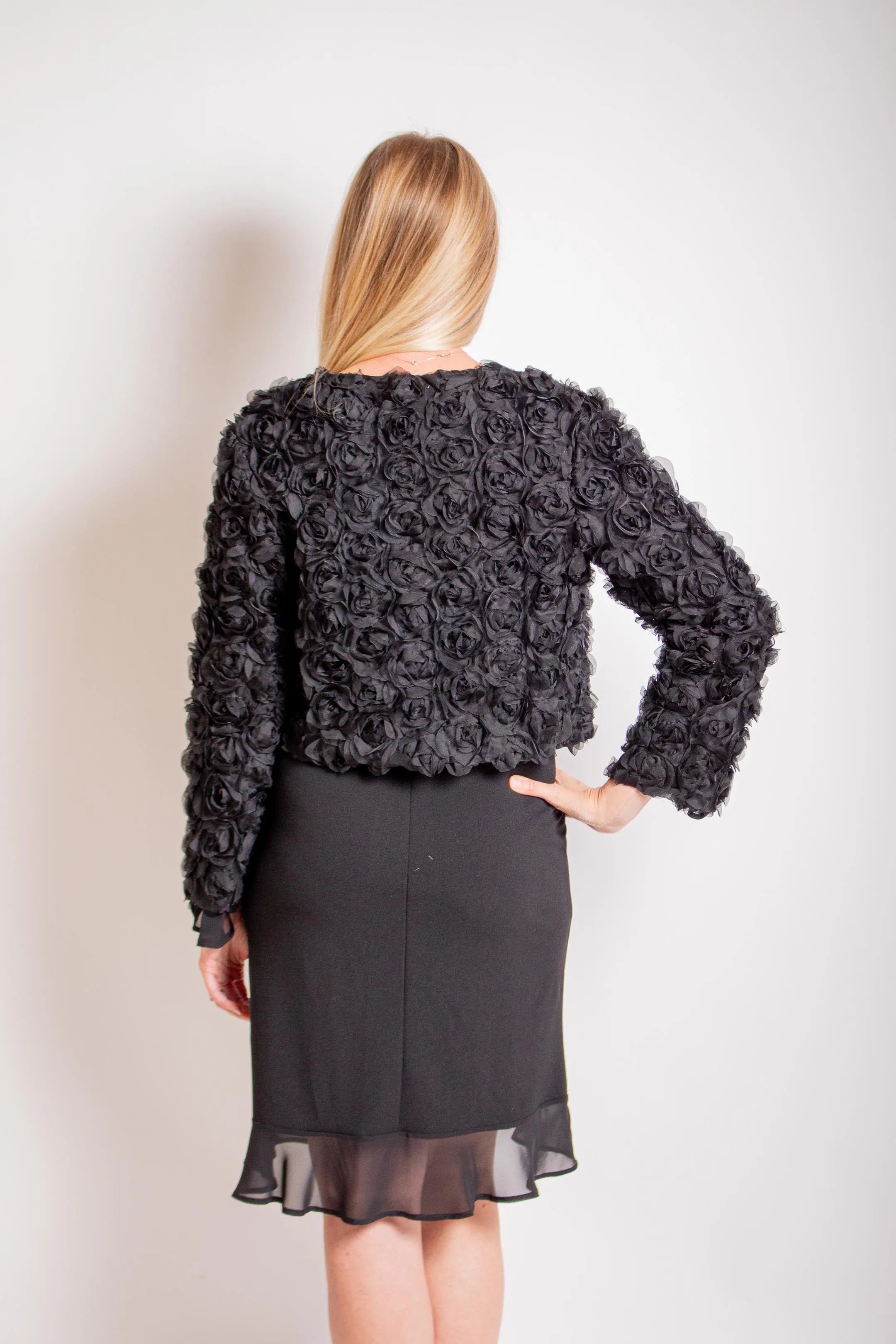 Black Applique Cropped Jacket