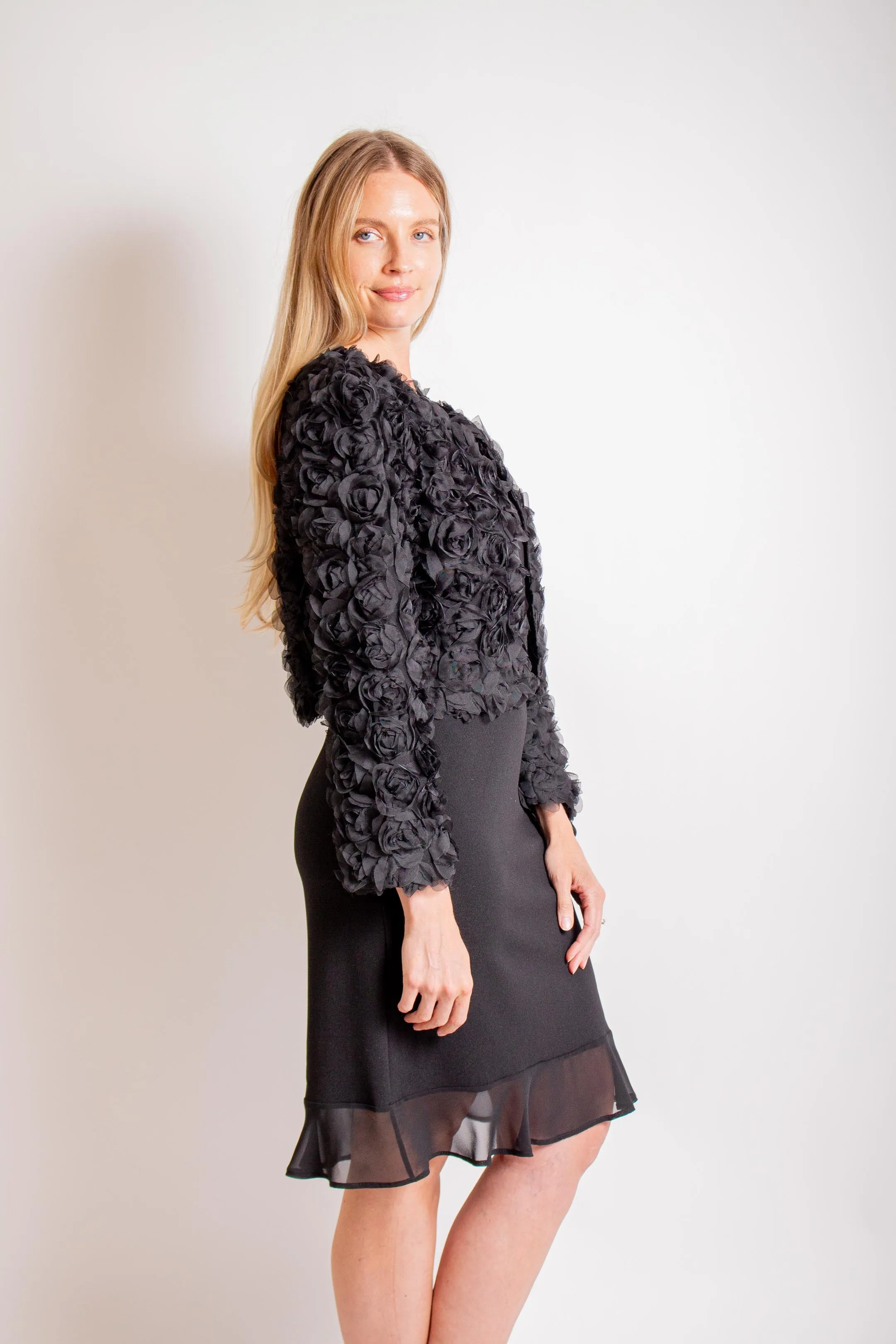 Black Applique Cropped Jacket