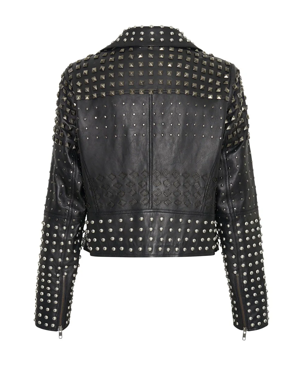 BLACK DIAMOND STUDDED LEATHER JACKET