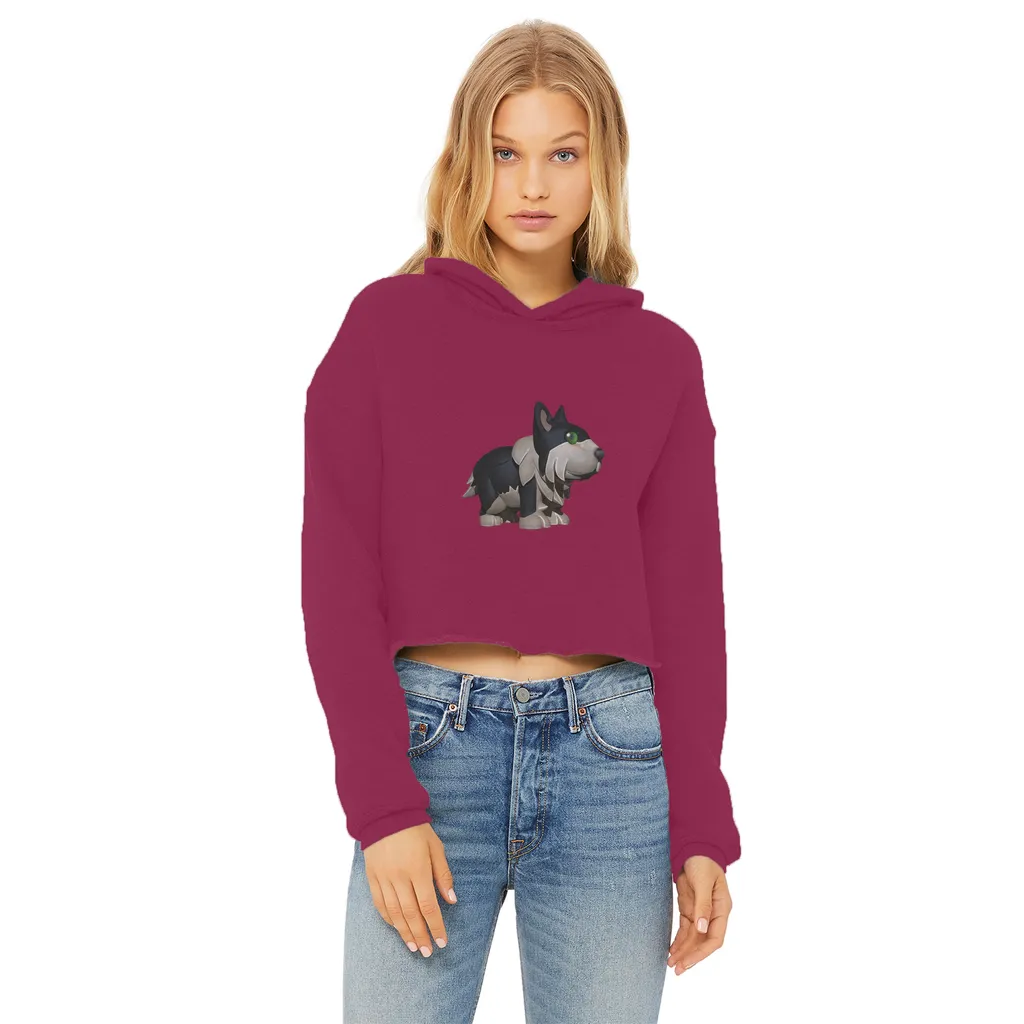 Black Dog Ladies Cropped Raw Edge Hoodie