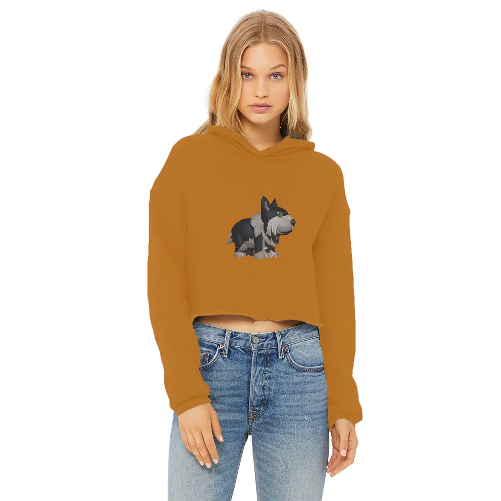Black Dog Ladies Cropped Raw Edge Hoodie