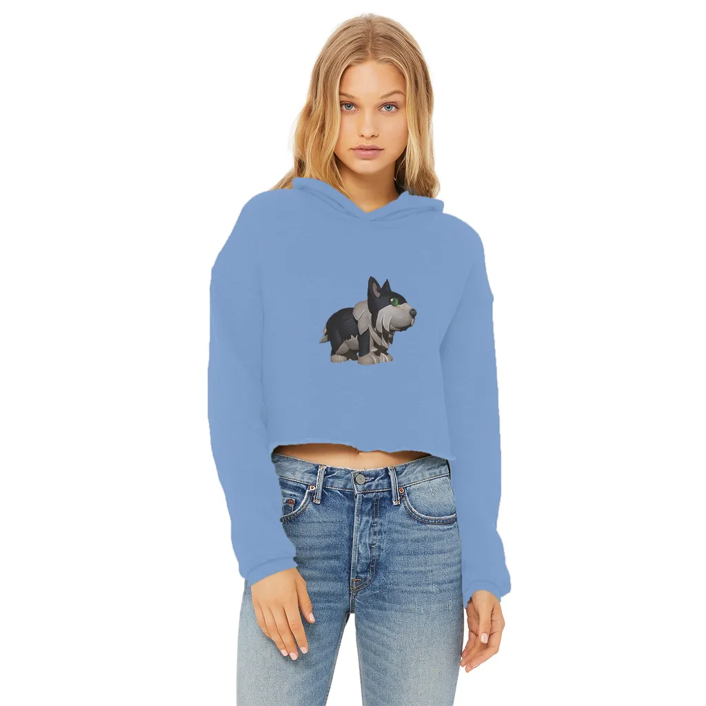 Black Dog Ladies Cropped Raw Edge Hoodie