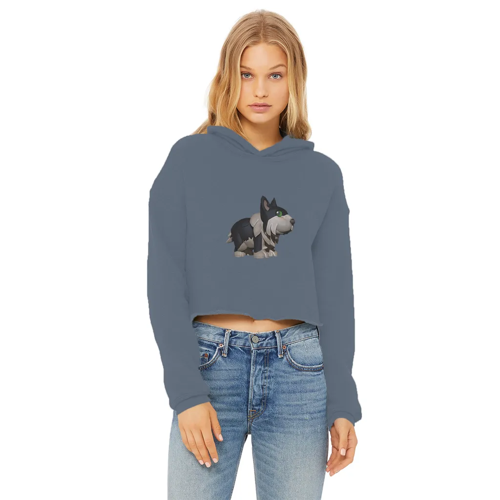 Black Dog Ladies Cropped Raw Edge Hoodie